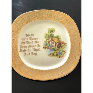 Atlas China New York 22 Kt Gold Trim Bless This House Decorative Plate 8 Inch